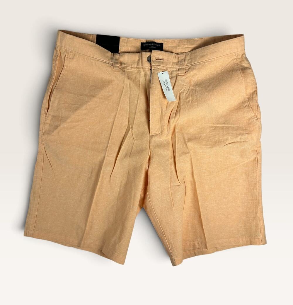 New Banana Republic Aiden Slim Men's Linen Shorts Size 36 Peach NWT, with Tags